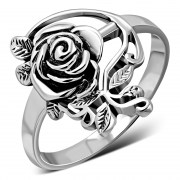 Rose Flower Silver Ring, rp768